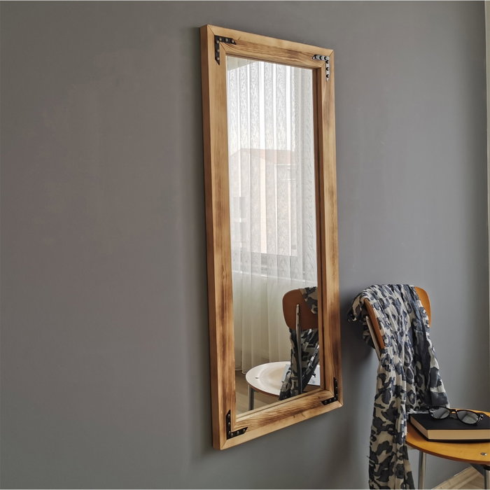 Hanah Home Espejo Bohemio de Madera Maciza de Pino, Nogal